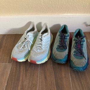 Bundle Of (2) Hoka One One Womens Clifton 7 & Torrent Running Shoes Size 7